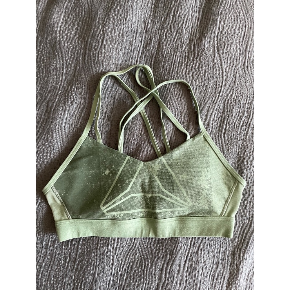 REEBOK Green Logo Strappy Sports Bra (Sz M)